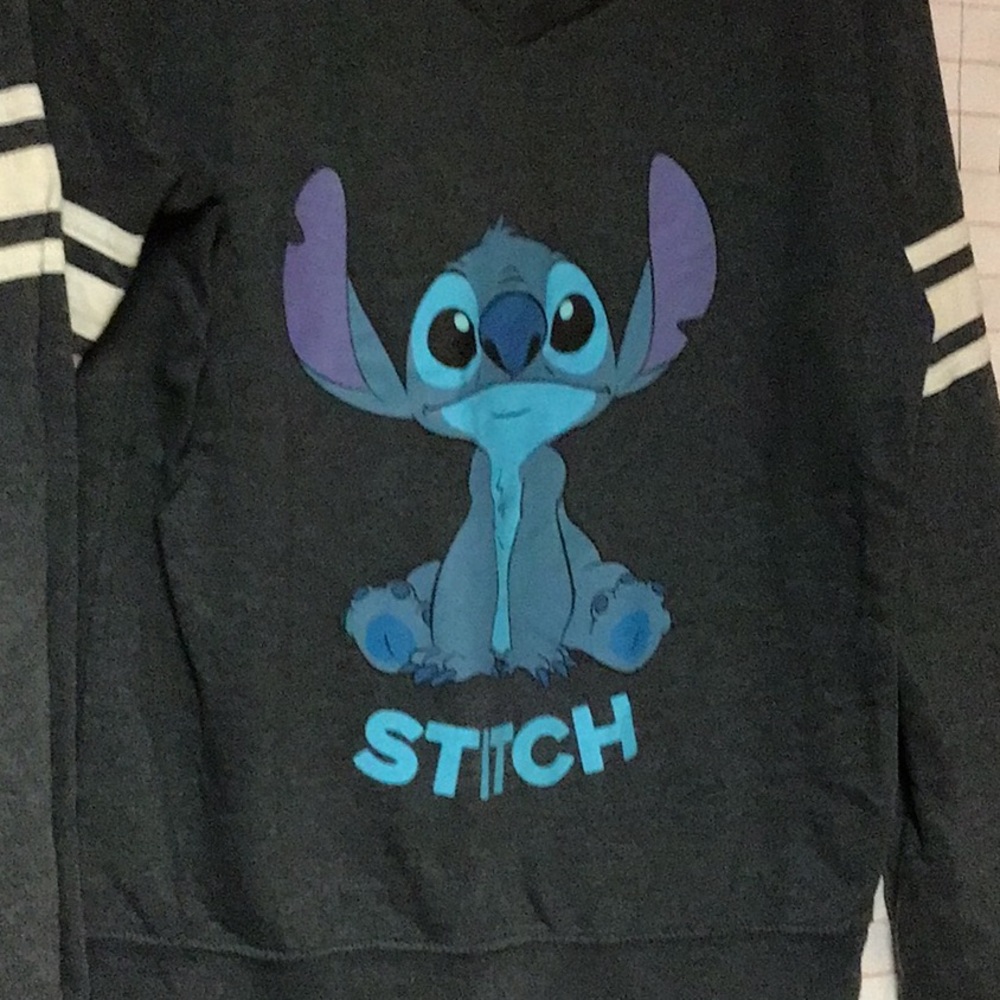 DISNEY ... STITCH  women’s or girl's lightweight sweatshirt sz XS dark gray - Picture 2 of 5